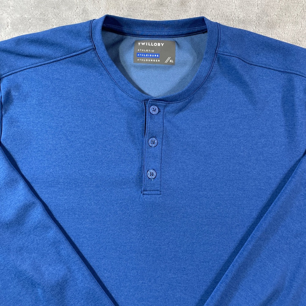 Twillory Athleisure Henley Shirt Mens XL Blue Long Sleeve Performance Athlounger - Picture 3 of 10